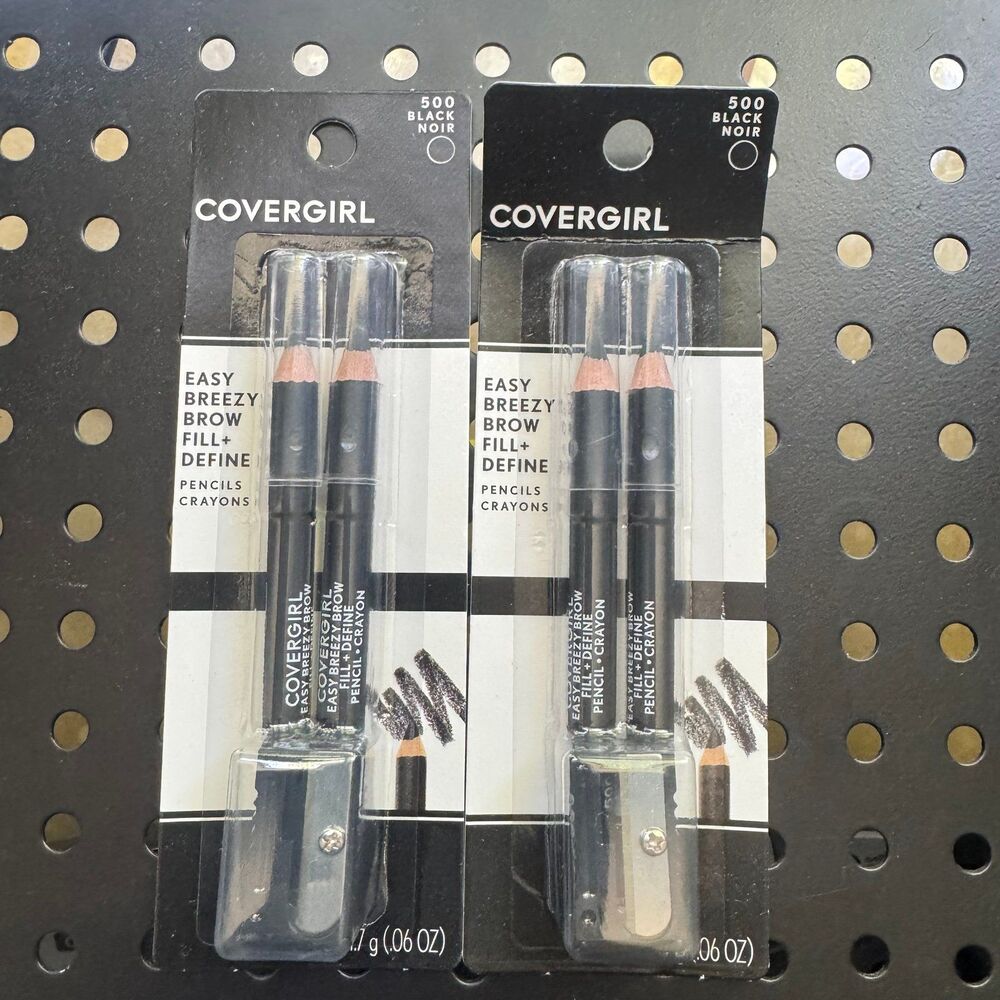 2 New Covergirl Easy Breezy Brow Fill Define Pencils Sharpener #500 Midnight
